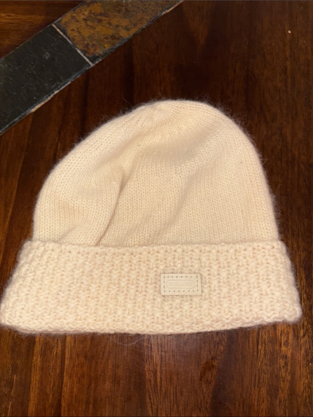 COACH Cozy Cream Knitted Beanie